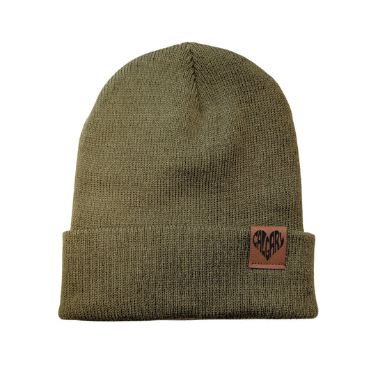 Canada-Made Cuffed Toque / Beanie w Calgary Heart Tag