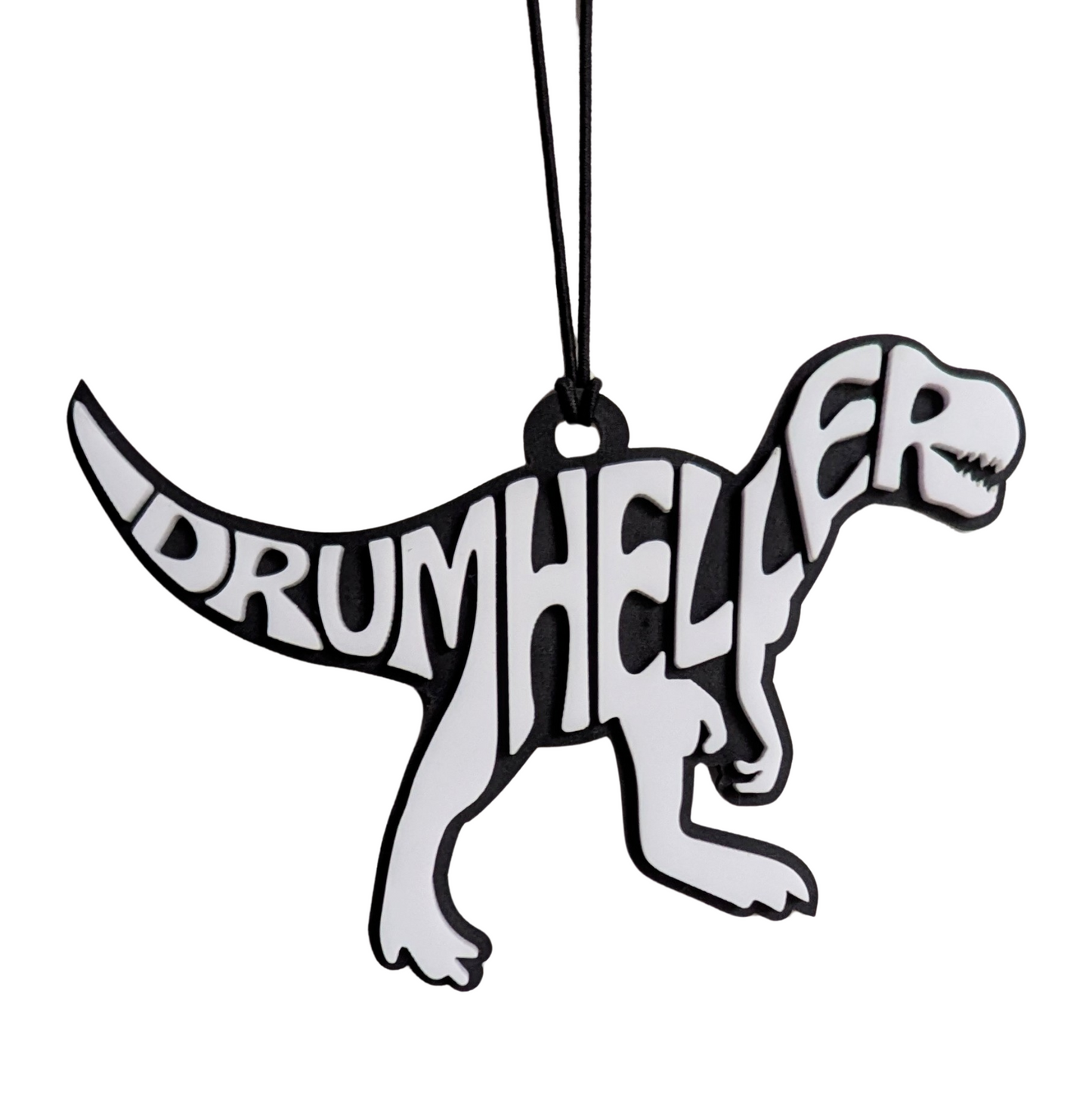 Drumheller Dinosaur Typography Ornament/Car Mirror Charm