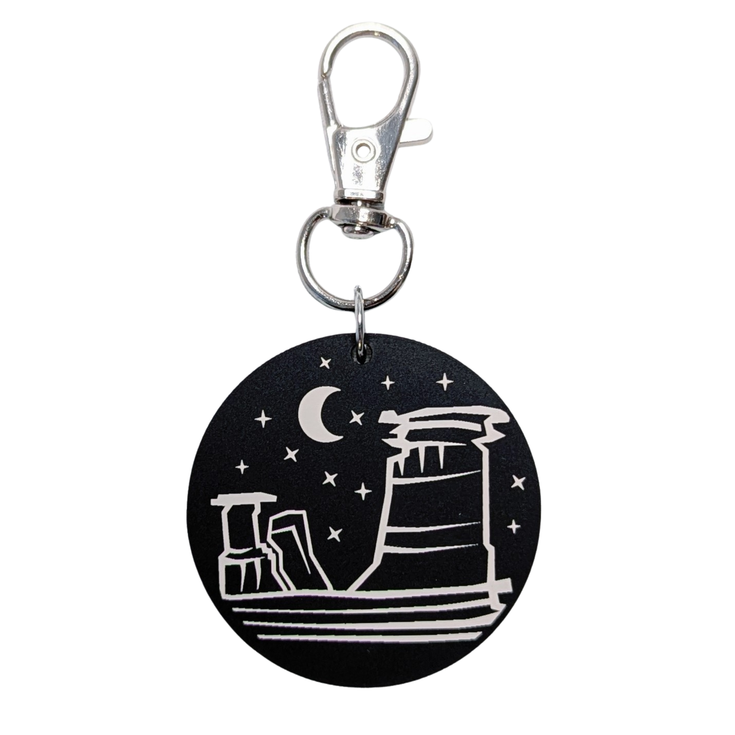 1.25" Round Drumheller Hoodoo Nightscape Bag/Keychain Charm