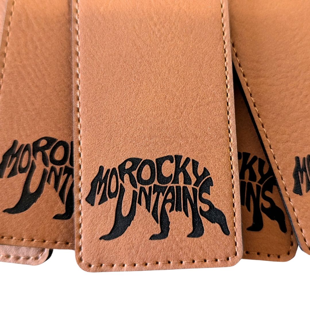 Rocky Mountain Bear Typography - Leatherette Bookmark