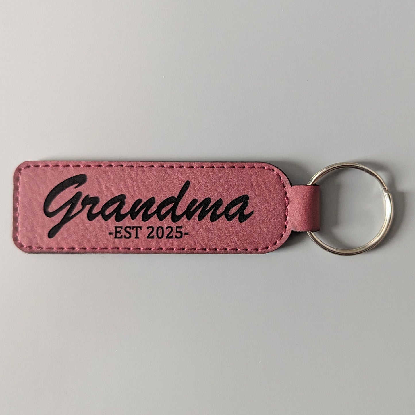 Custom ESTABLISHED Name/Date Keychain - 17 Leatherette Options