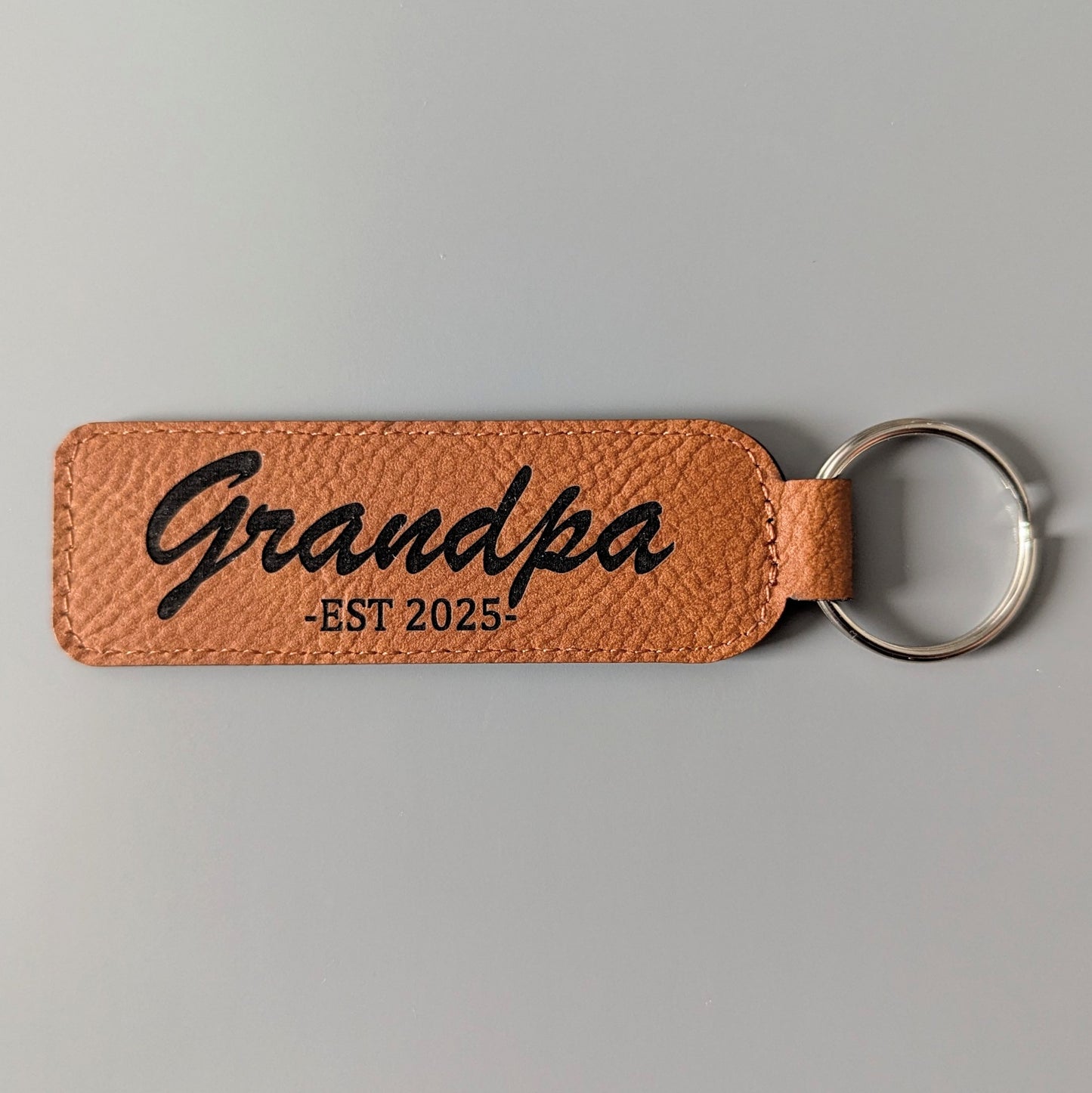 Custom ESTABLISHED Name/Date Keychain - 17 Leatherette Options