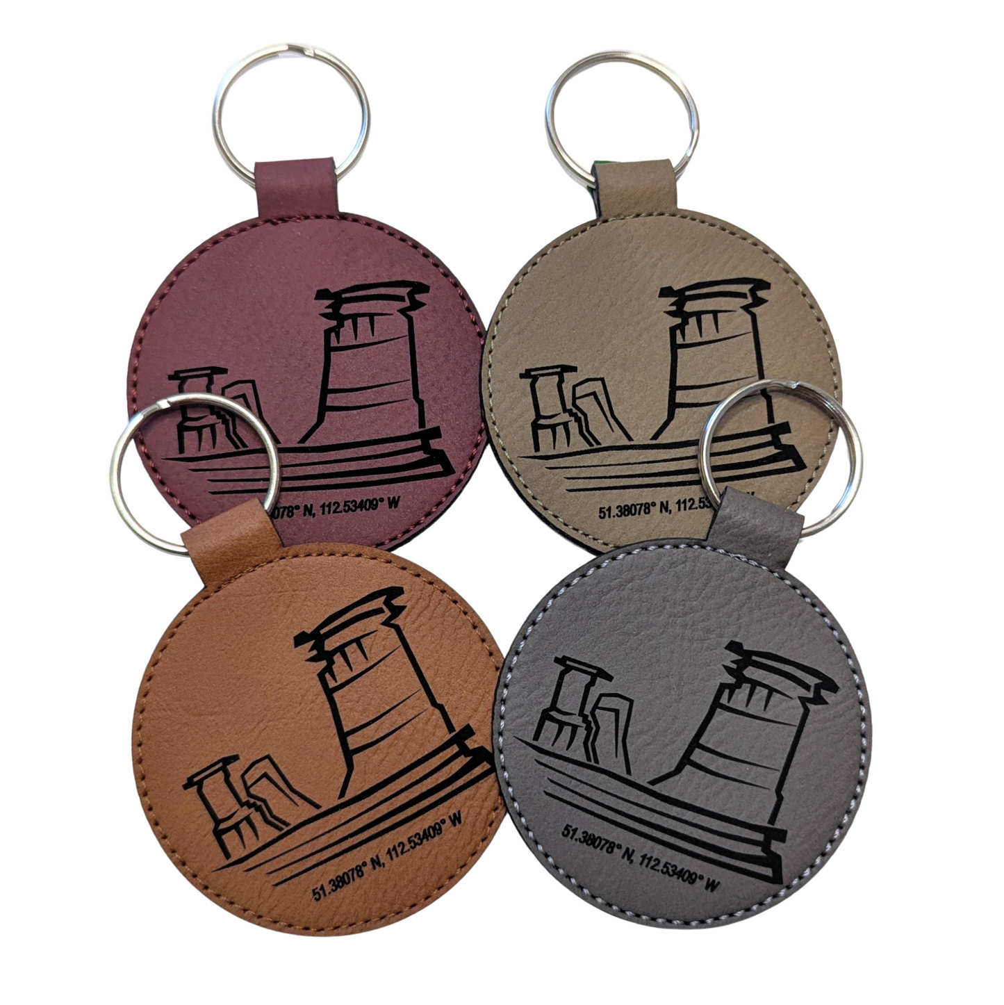Drumheller Hoodoos Coordinates Travel Souvenir Keychain