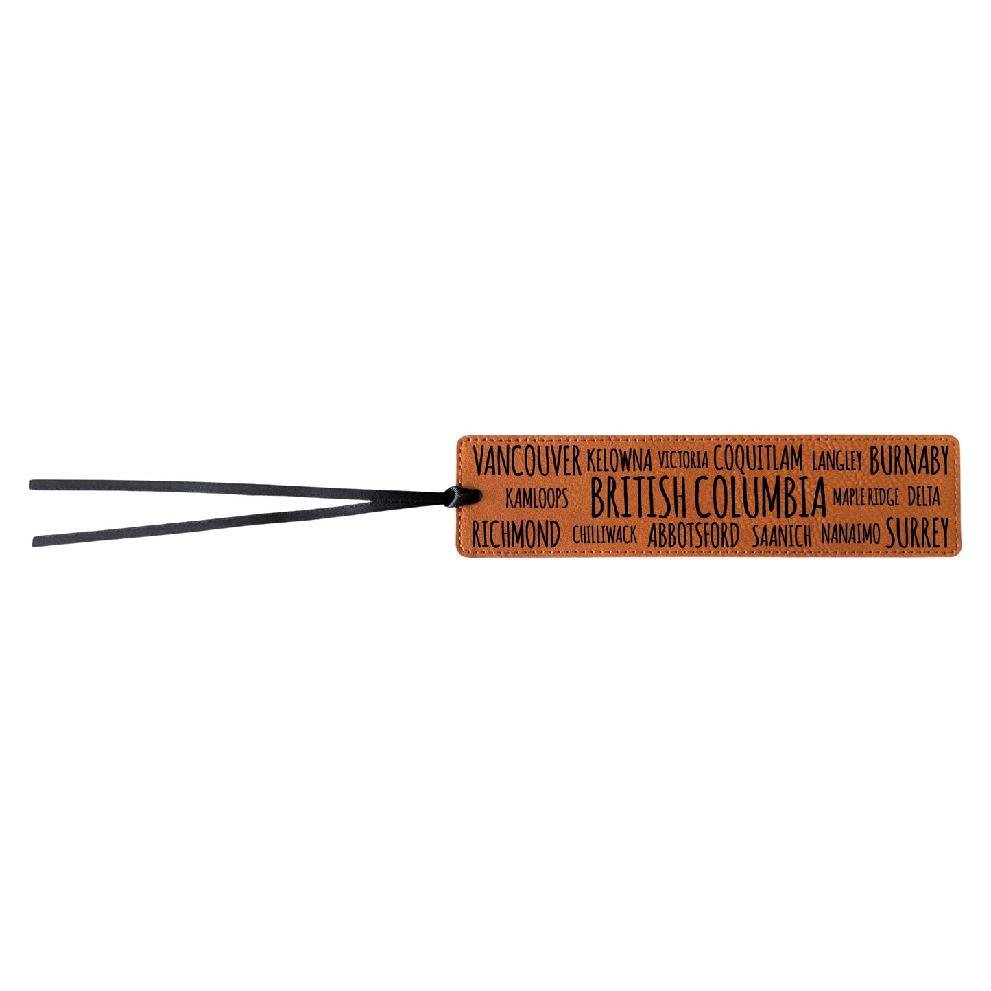 British Columbia Cities Word Salad - Leatherette Bookmark