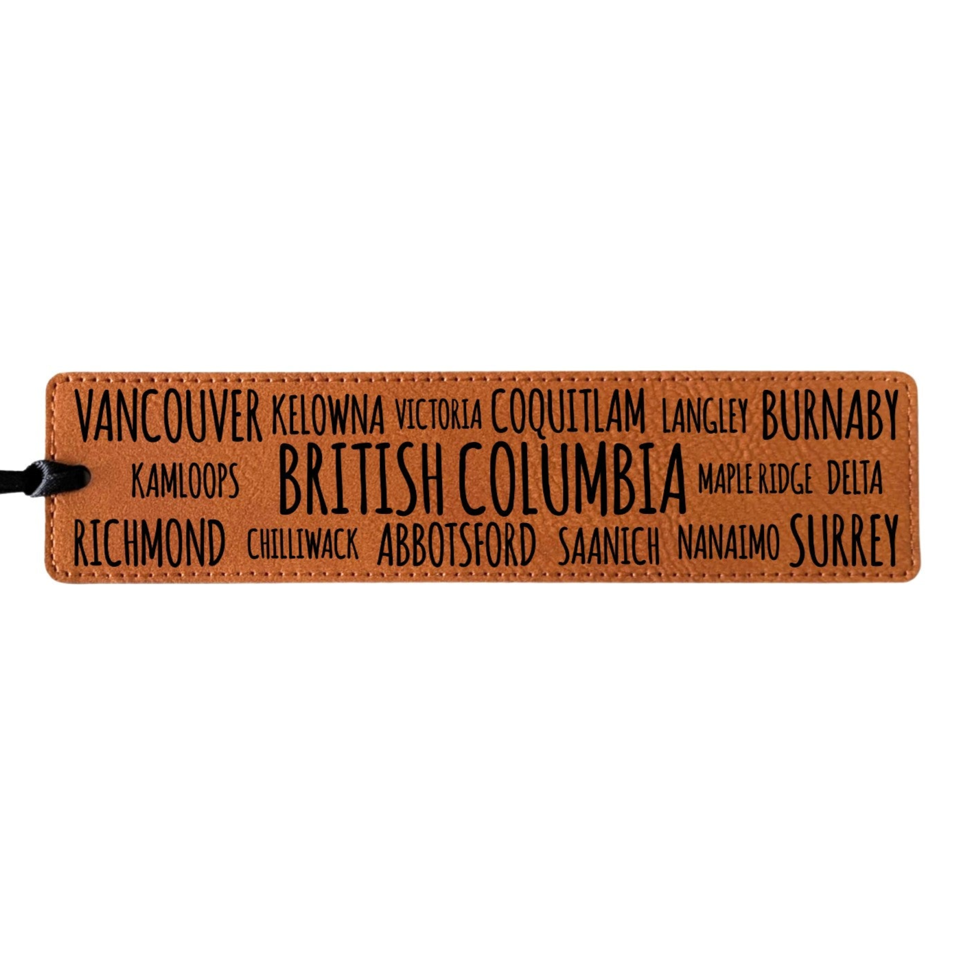 British Columbia Cities Word Salad - Leatherette Bookmark