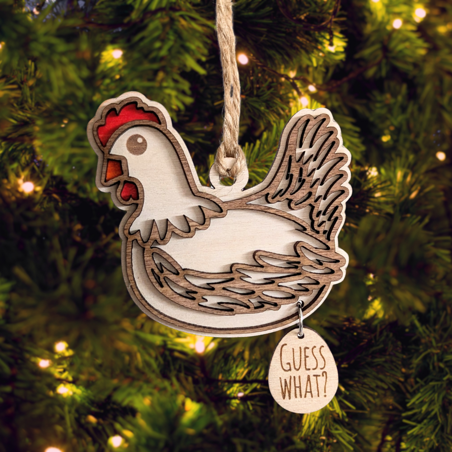 Guess What? CHICKEN BUTT! - Chicken Christmas Ornament