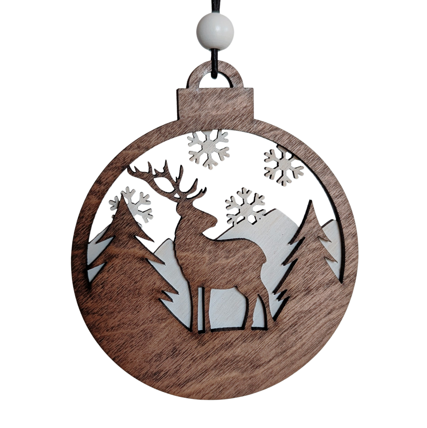 Nature themed wood ornaments - Bear, Deer and Wolf