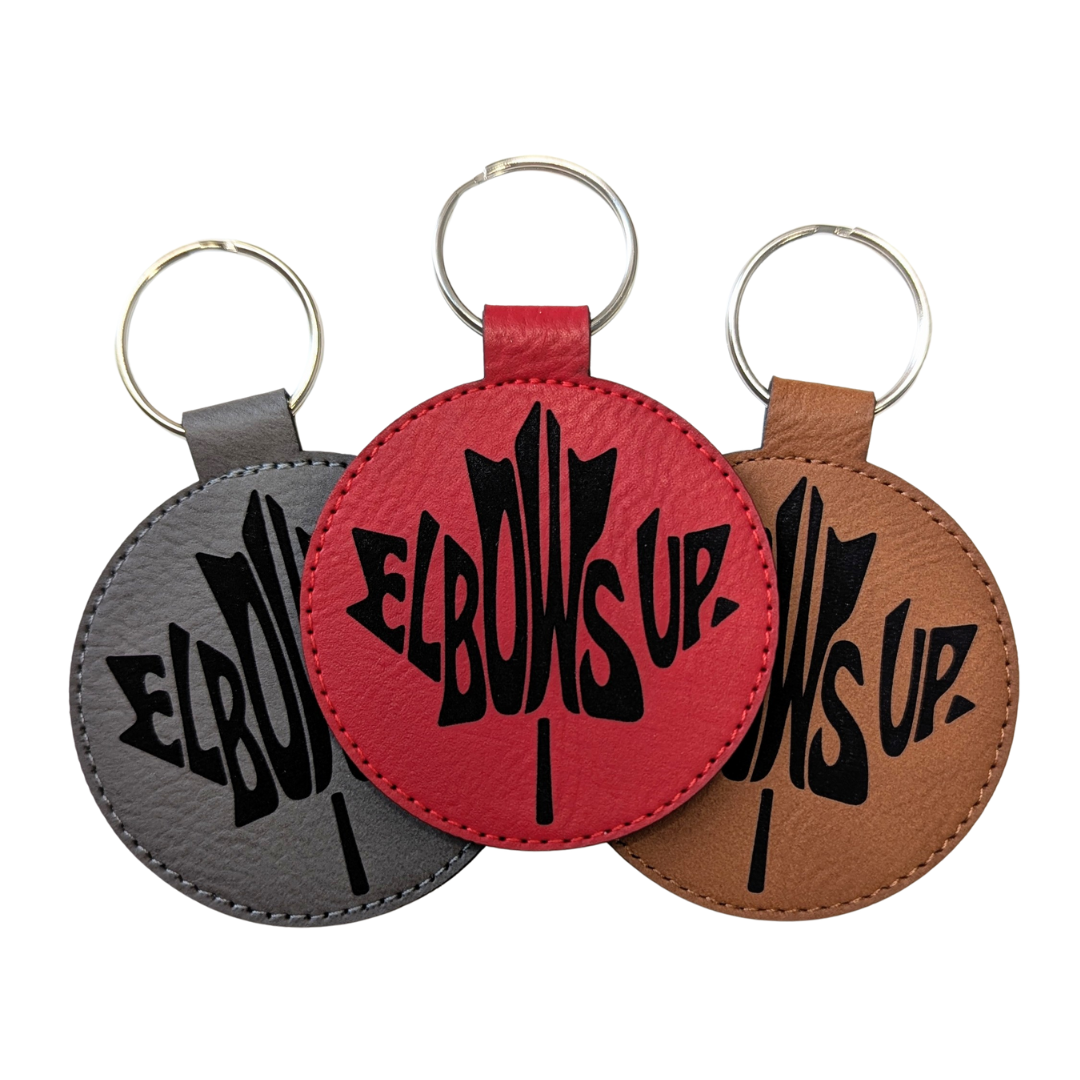 Elbows Up Maple Leaf Keychain