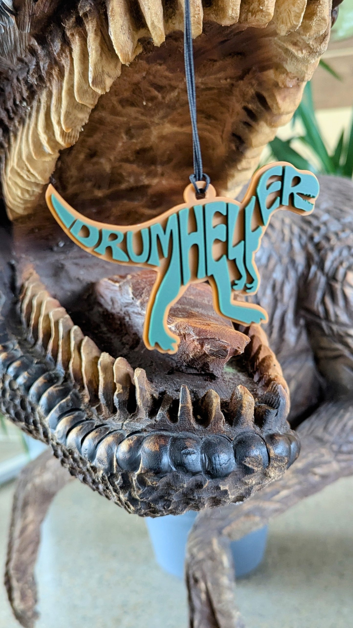 Drumheller Dinosaur Typography Ornament/Car Mirror Charm