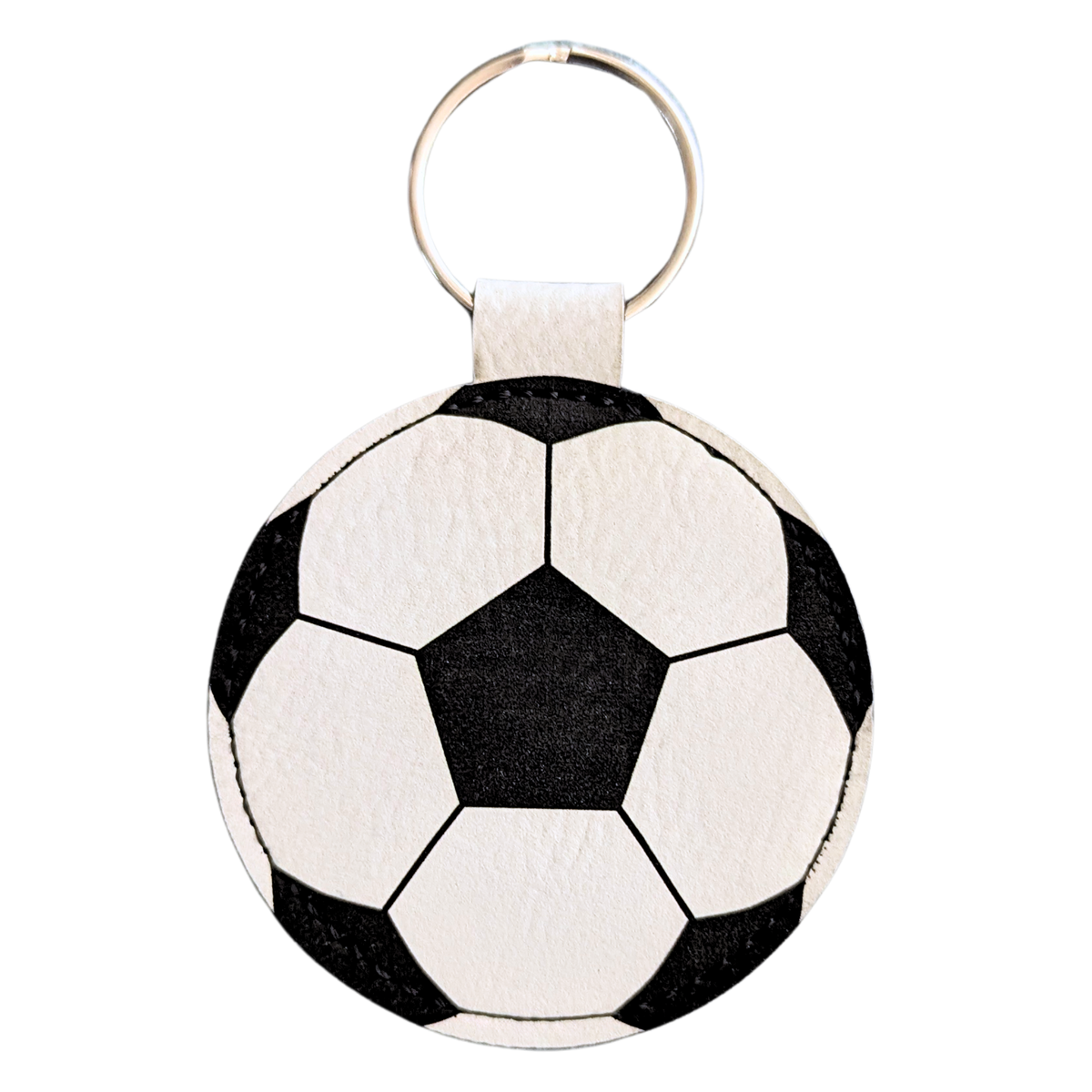 Customizable Soccer Ball Leatherette Keychain