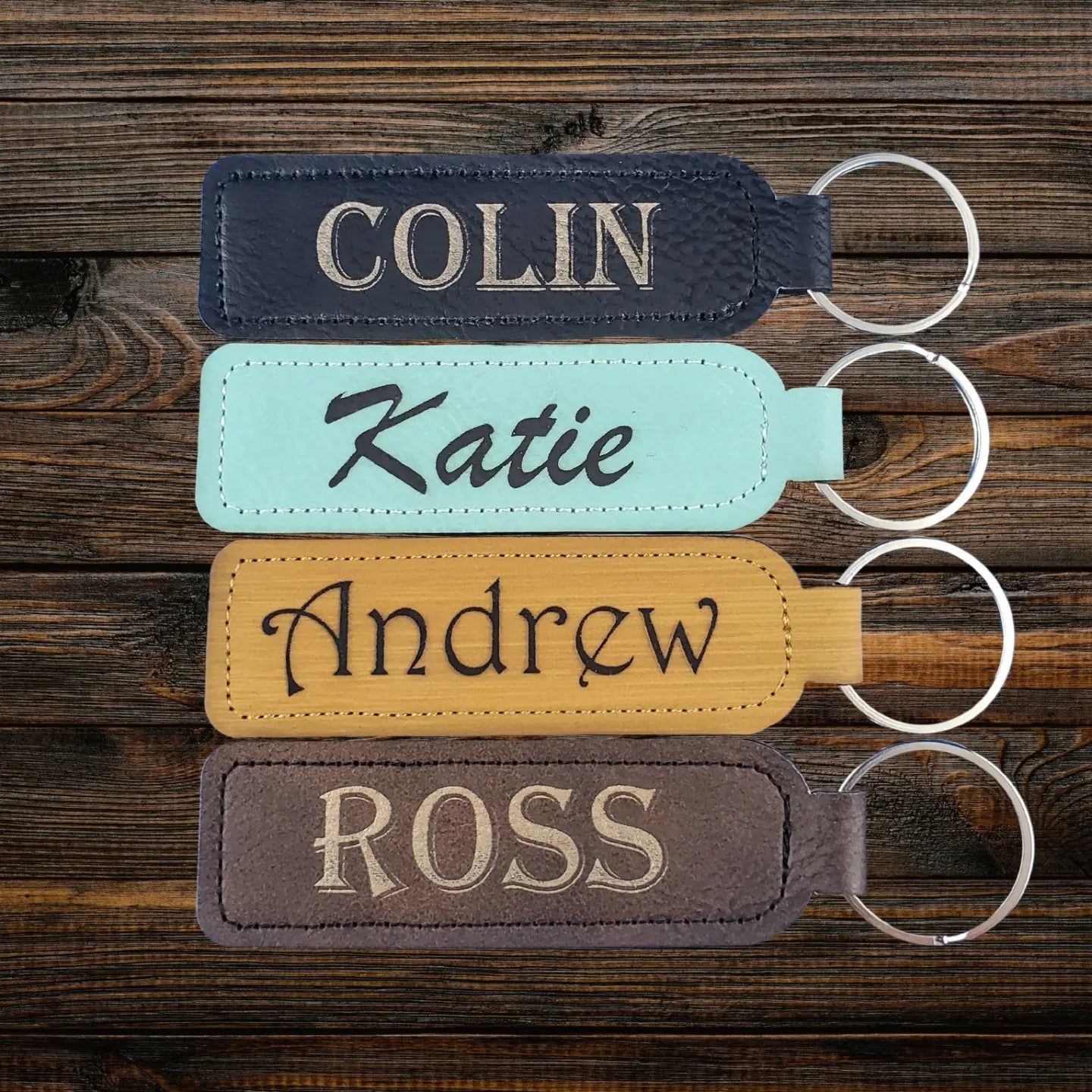Custom Name Keychain - 14 Leatherette Options