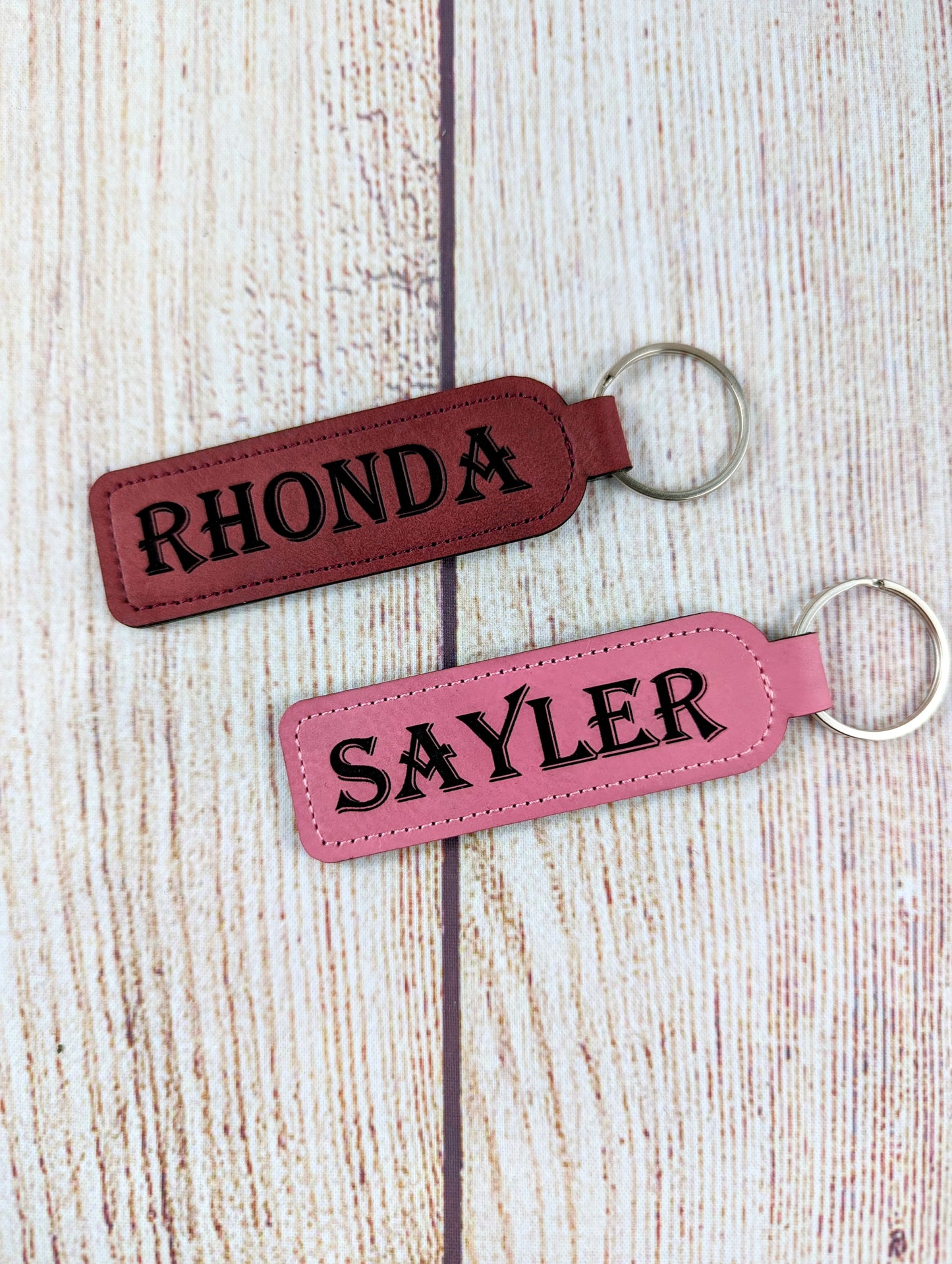 Custom Name Keychain - 14 Leatherette Options