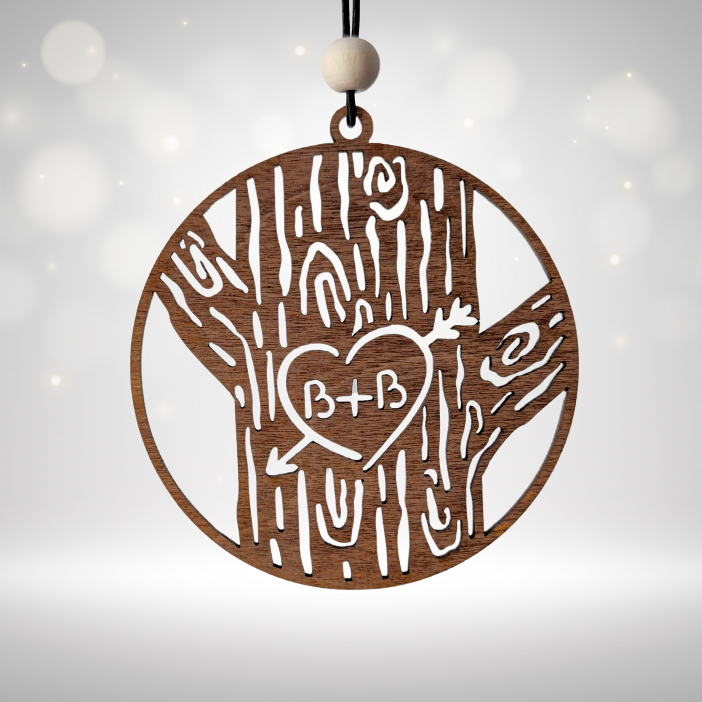 Carved Initials Personalized Tree Ornament