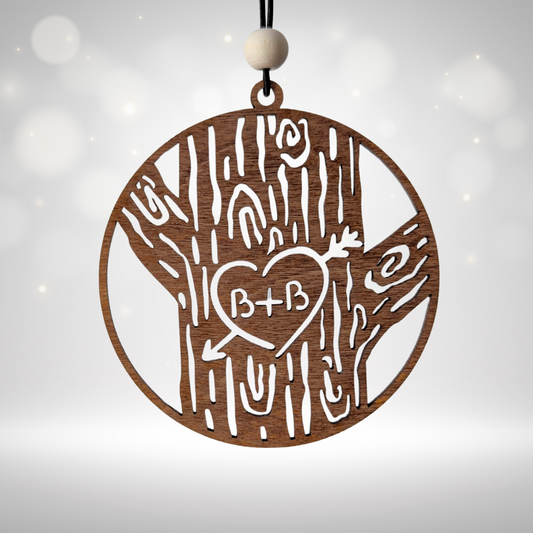 Carved Initials Personalized Tree Ornament