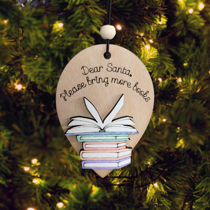 Book Stack Ornament - 8 Text Options