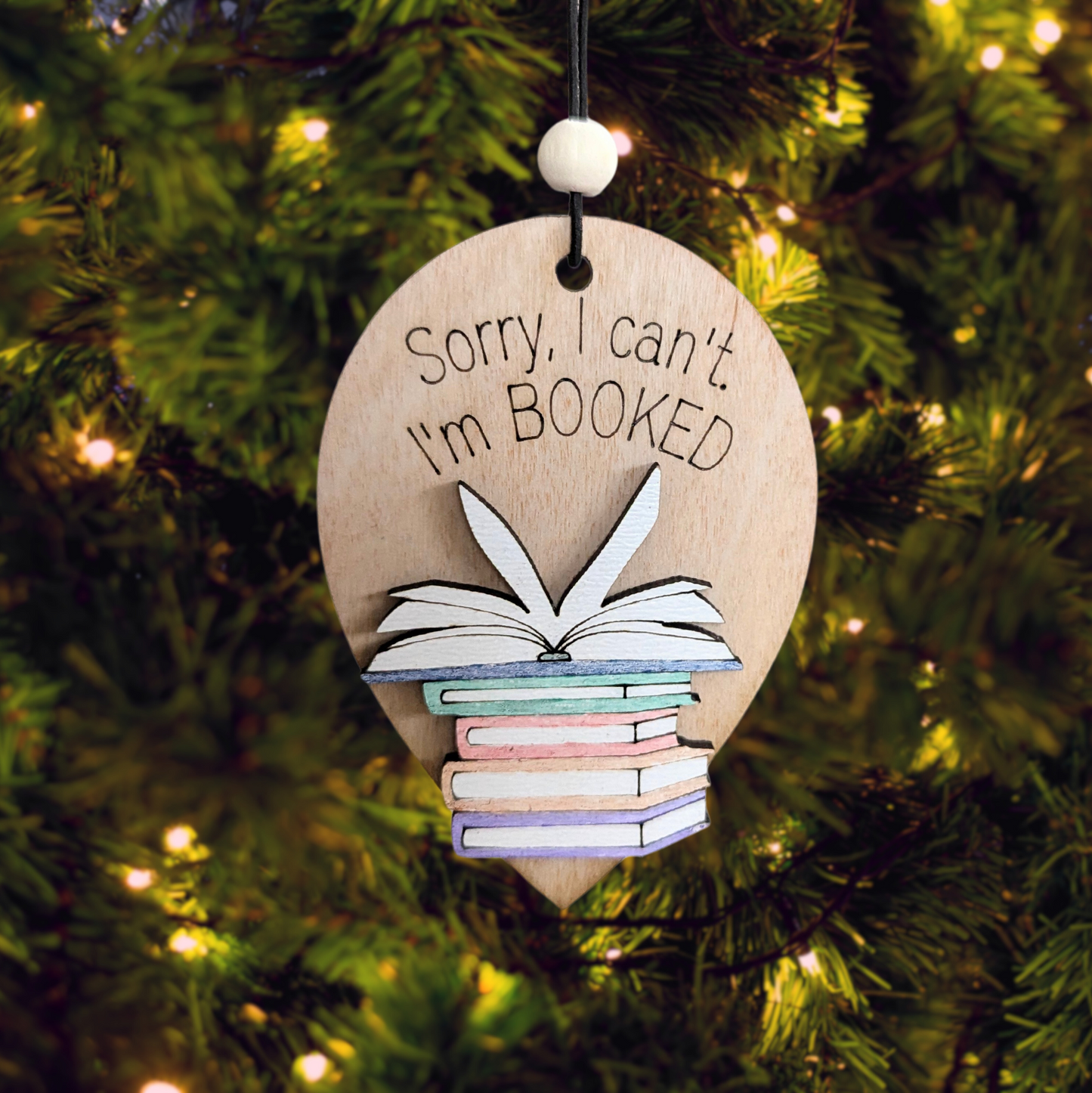 Book Stack Ornament - 8 Text Options