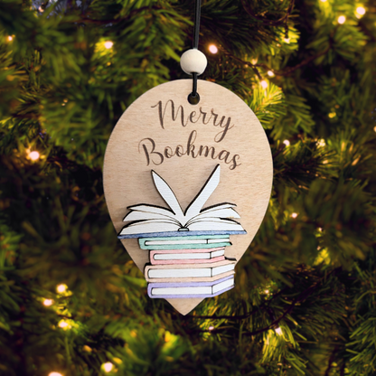 Book Stack Ornament - 8 Text Options