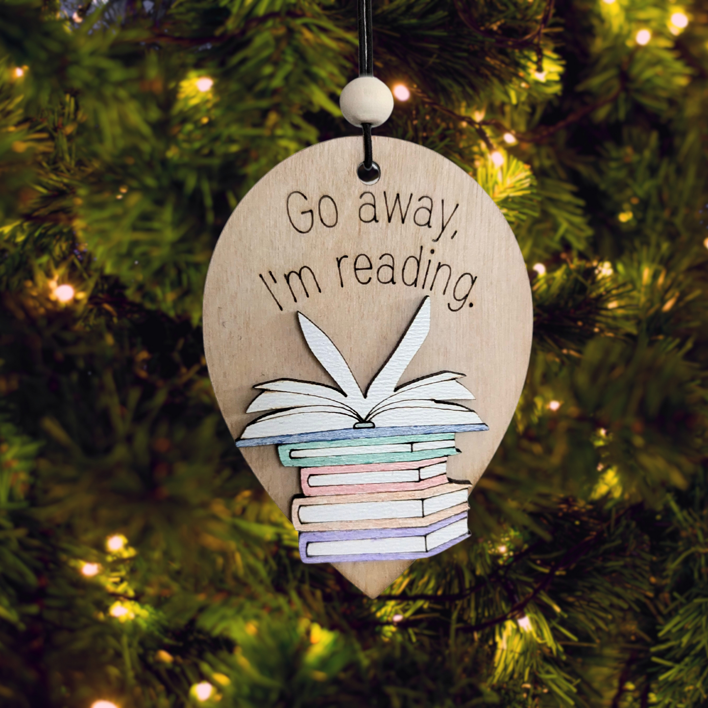 Book Stack Ornament - 8 Text Options