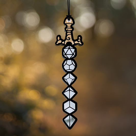 DnD Roleplaying Dice Sword Ornament/Car Mirror Charm