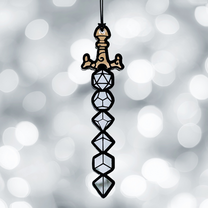 DnD Roleplaying Dice Sword Ornament/Car Mirror Charm