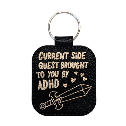 ADHD Side Quest Leatherette Keychain