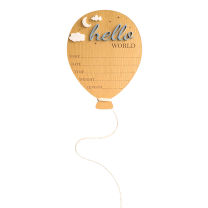 Baby Stats Balloon Announcement Sign - Photo Prop / Wall Sign