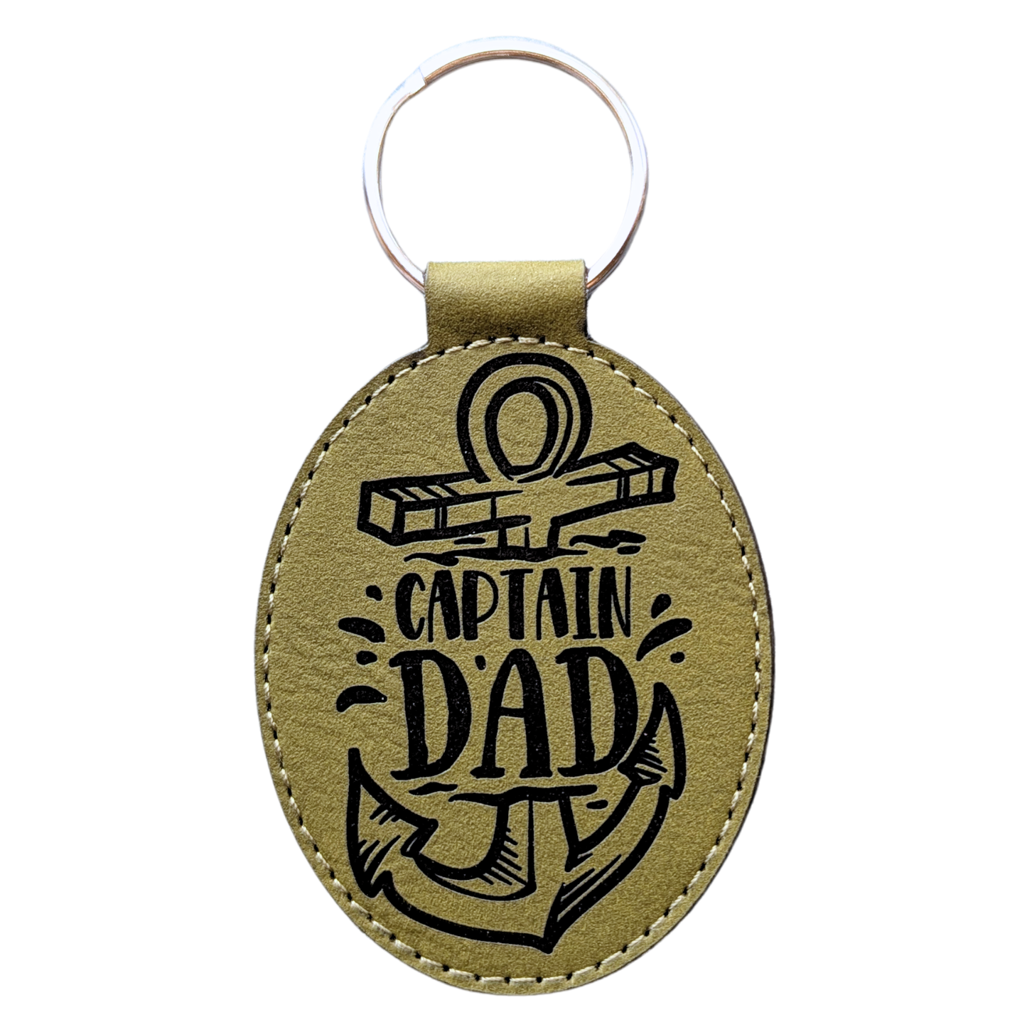 Captain Dad Leatherette Keychain