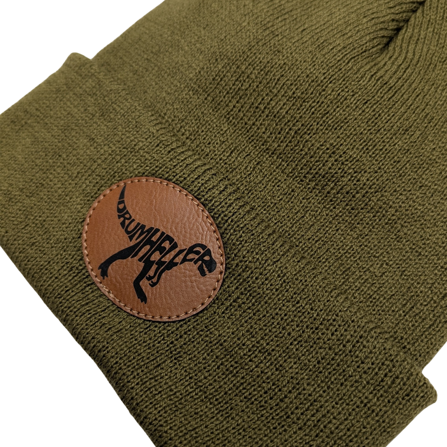 Canada-Made Cuffed Toque / Beanie w Drumhello Dino Patch