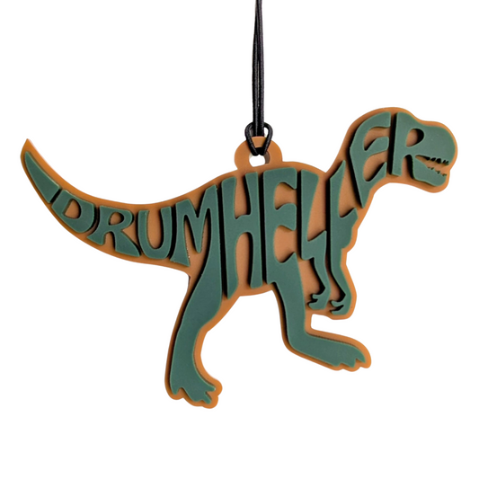 Drumheller Dinosaur Typography Ornament/Car Mirror Charm