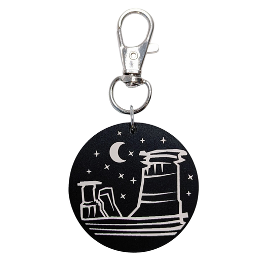 1.25" Round Drumheller Hoodoo Nightscape Bag/Keychain Charm