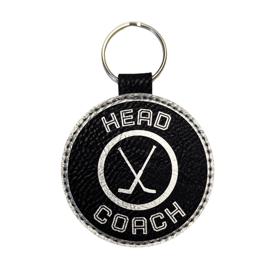 Customizable Hockey Puck Leatherette Keychain