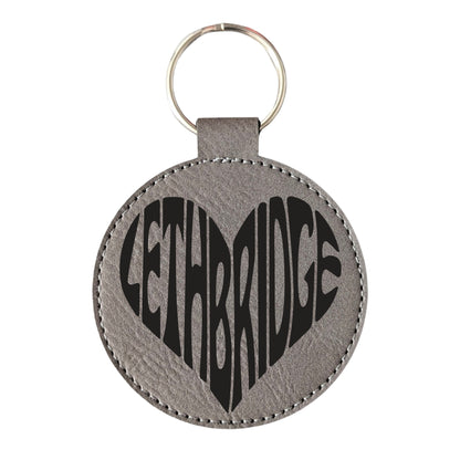 Lethbridge Typography Heart Souvenir Keychain