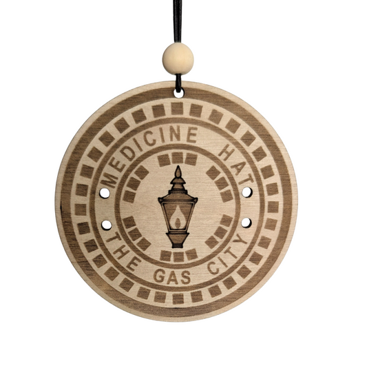 Manhole Cover Alberta Cities - Christmas Ornament/ Car mirror Charm