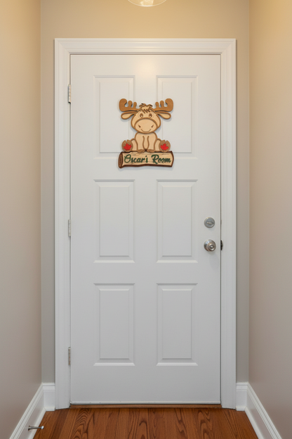 Moose Bedroom Door Name Sign
