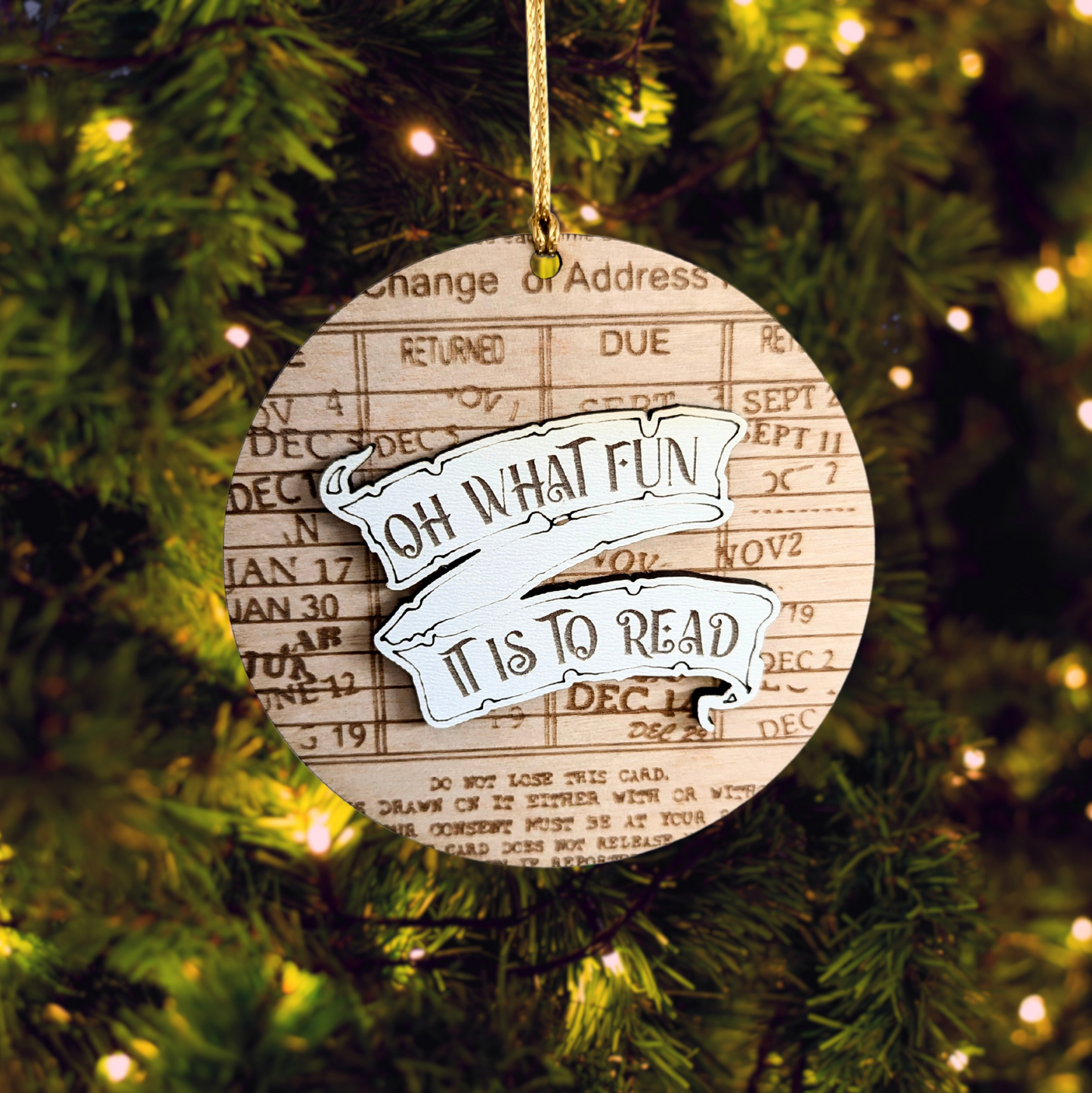 Oh What Fun It Is To Read - Library Checkout Card Ornament