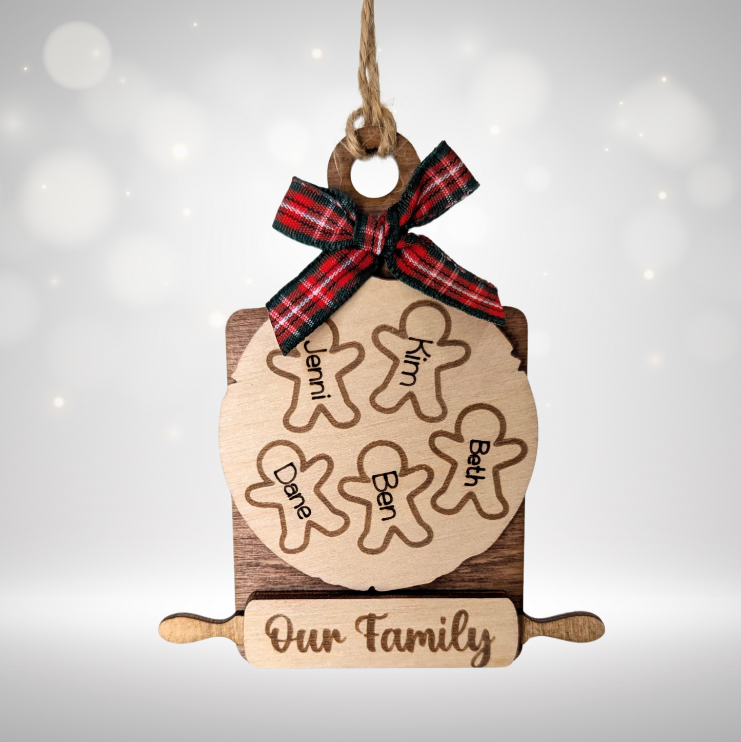 Custom Gingerbread Family Ornament with Names