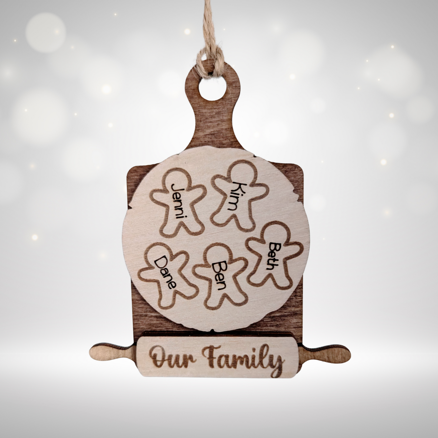 Custom Gingerbread Family Ornament with Names