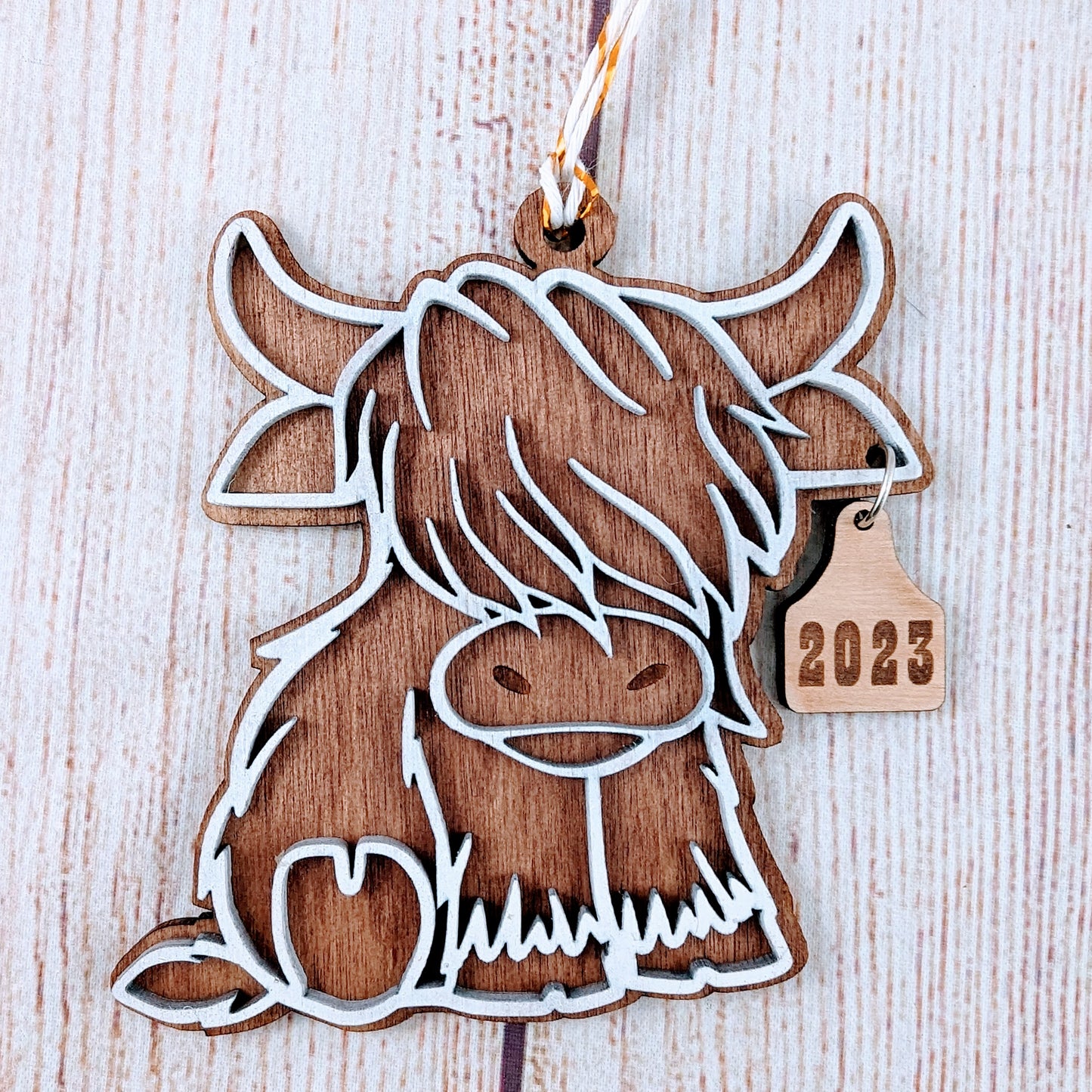 Highland Cow Ornament with Custom Tag