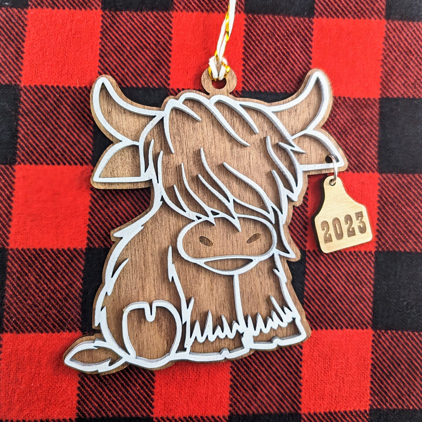 Highland Cow Ornament with Custom Tag