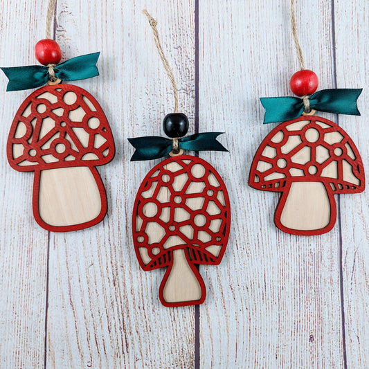 Set of 3 Mushroom Ornaments