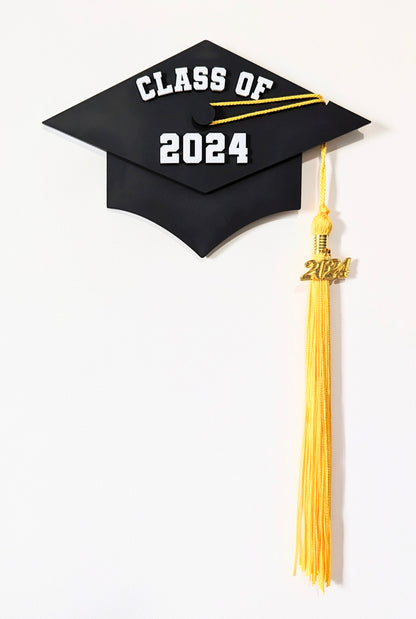 Graduation Tassel Holder - Grad Cap Wall Decor "Class of 2024"