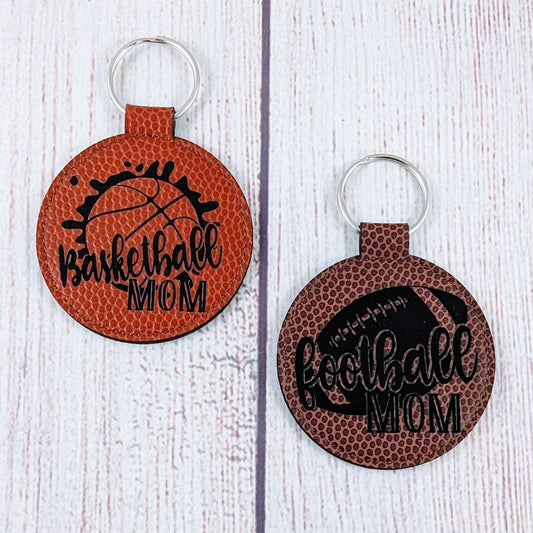 Basketball Mom / Football Mom Sport Leatherette Keychain