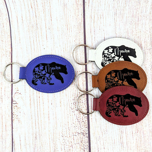 Mama Bear Leatherette Keychain