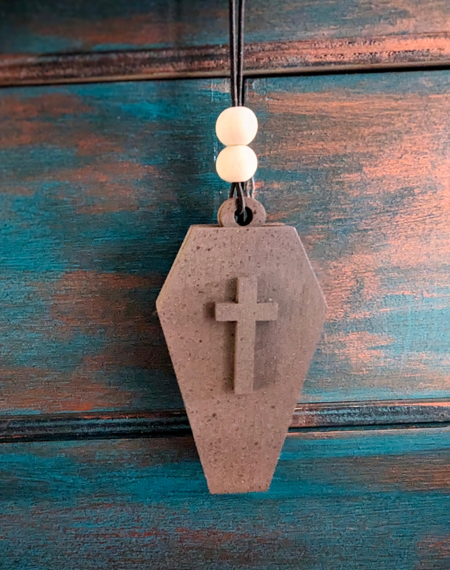 Wooden Coffin Ornament with Secret Compartment