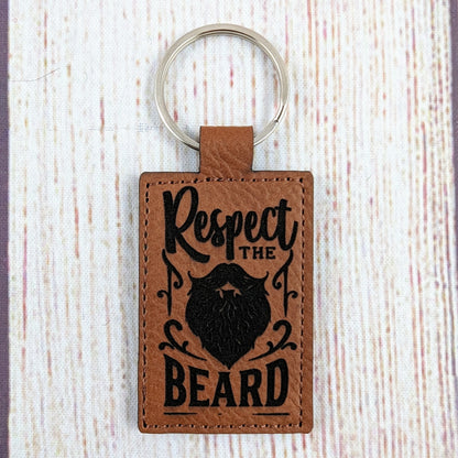 Bearded Man/Dads with Beards - Engraved Vegan Leather Key Chains