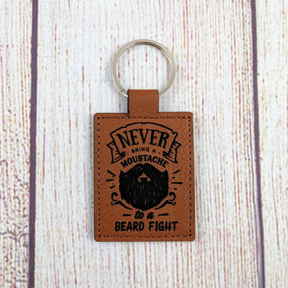 Bearded Man/Dads with Beards - Engraved Vegan Leather Key Chains