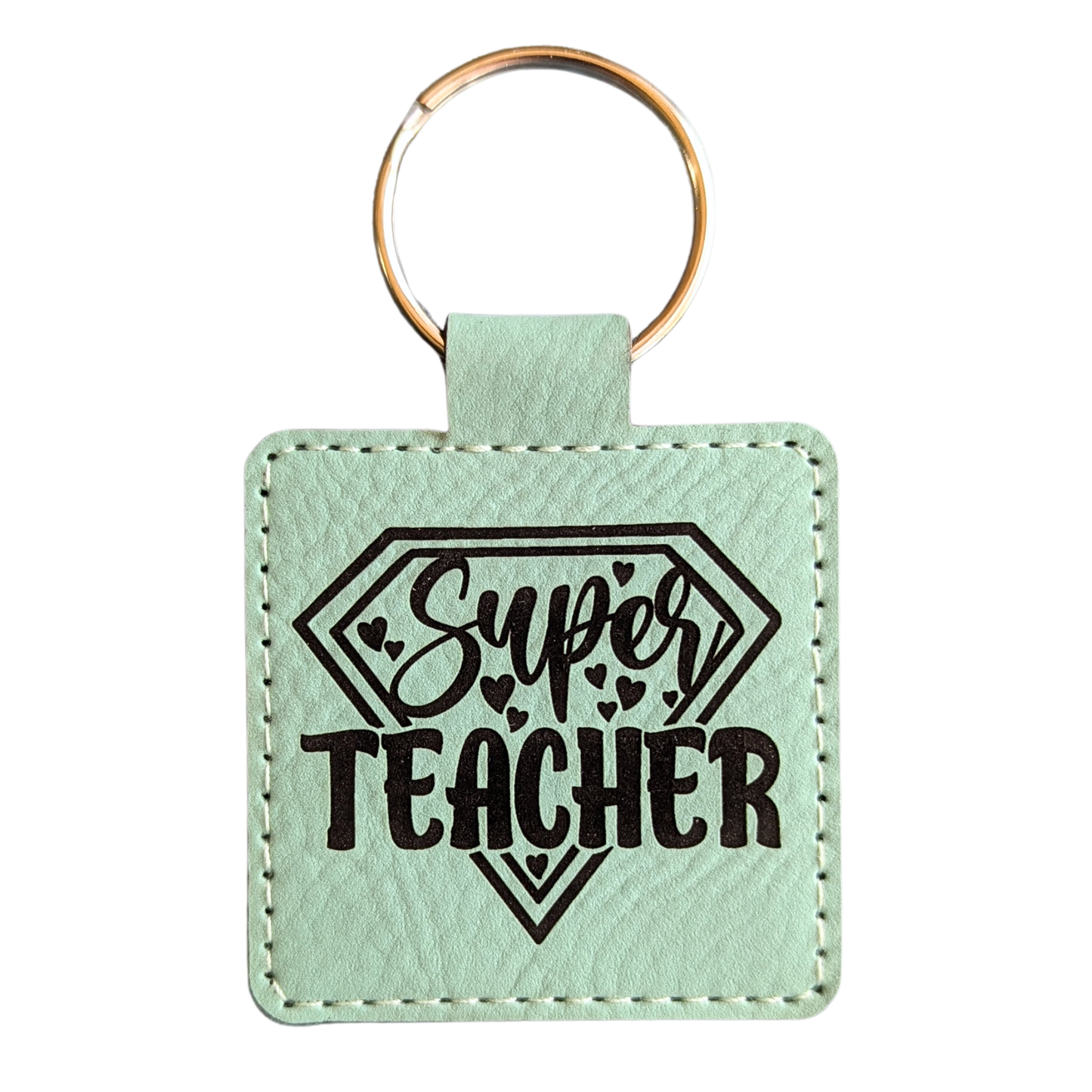 Super Teacher Leatherette Keychain