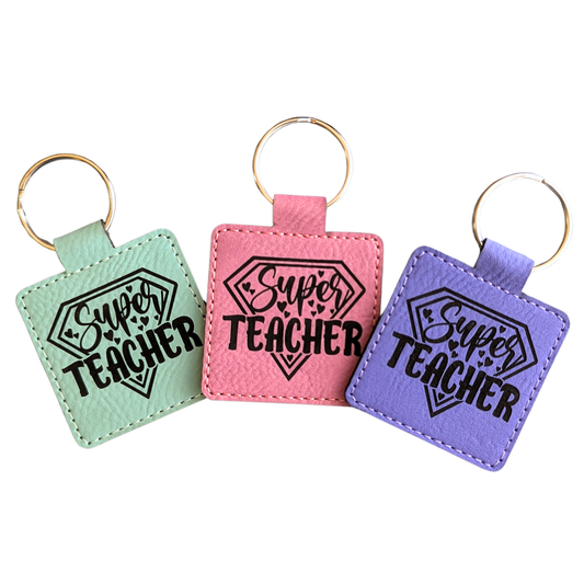 Super Teacher Leatherette Keychain