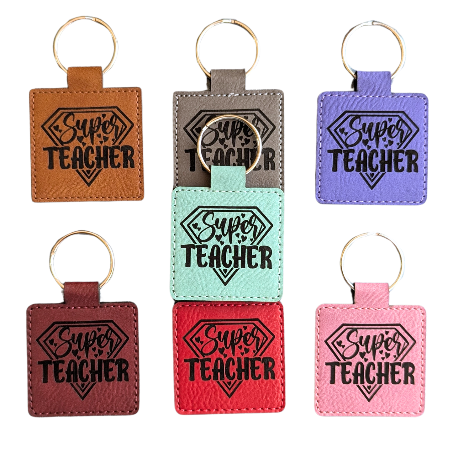 Super Teacher Leatherette Keychain