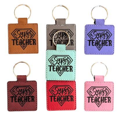 Super Teacher Leatherette Keychain